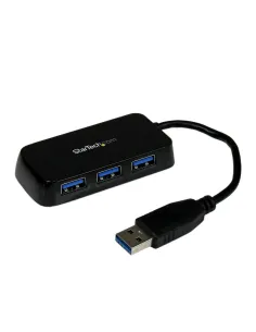 StarTech.com Adaptador Concentrador Hub Ladrón USB 3.0 (5Gbps) Super Speed para Portátil de 4 Puertos Salidas - Negro