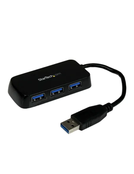 StarTech.com Adaptador Concentrador Hub Ladrón USB 3.0 (5Gbps) Super Speed para Portátil de 4 Puertos Salidas - Negro