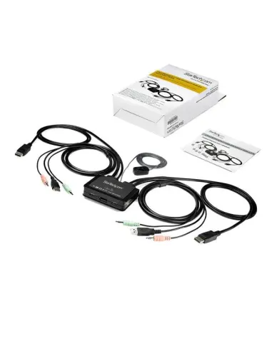 StarTech.com Switch Conmutador KVM de 2 Puertos DisplayPort 4K60Hz con Cables Incorporados