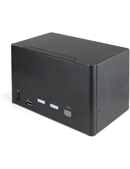 StarTech.com Switch Conmutador KVM de 2 Puertos DisplayPort 1.2 para 4 Monitores - DP HDR UHD 4K de 60Hz - Hub Ladrón de 2