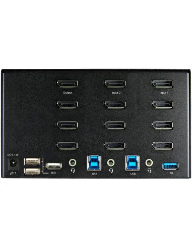 StarTech.com Switch Conmutador KVM de 2 Puertos DisplayPort 1.2 para 4 Monitores - DP HDR UHD 4K de 60Hz - Hub Ladrón de 2