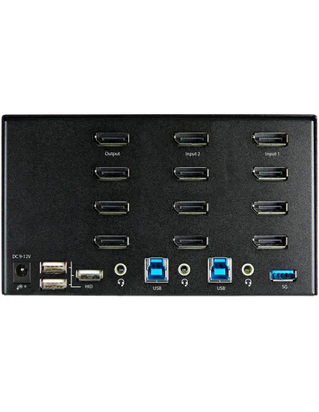 StarTech.com Switch Conmutador KVM de 2 Puertos DisplayPort 1.2 para 4 Monitores - DP HDR UHD 4K de 60Hz - Hub Ladrón de 2