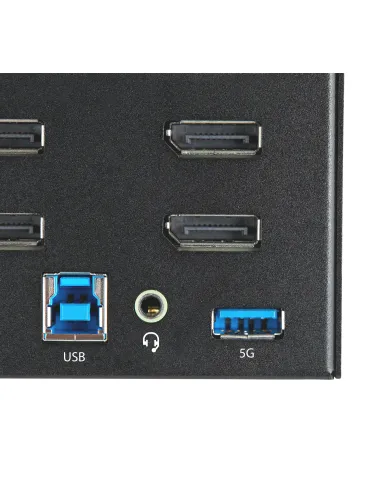 StarTech.com Switch Conmutador KVM de 2 Puertos DisplayPort 1.2 para 4 Monitores - DP HDR UHD 4K de 60Hz - Hub Ladrón de 2