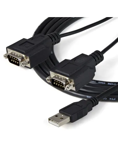 StarTech.com Cable 1,8m USB a 2 Puertos Serie Serial RS232 DB9 Retención del Puerto de Asignación COM