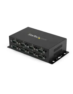 StarTech.com Adaptador Hub Concentrador USB a 8 Puertos Serie RS232 Industrial Montaje en Pared Riel DIN