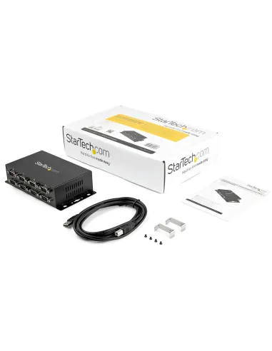 StarTech.com Adaptador Hub Concentrador USB a 8 Puertos Serie RS232 Industrial Montaje en Pared Riel DIN