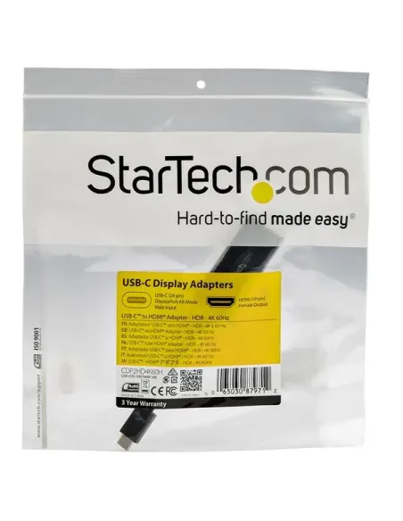 StarTech.com Adaptador USB-C a HDMI con HDR - 4K 60Hz - Negro