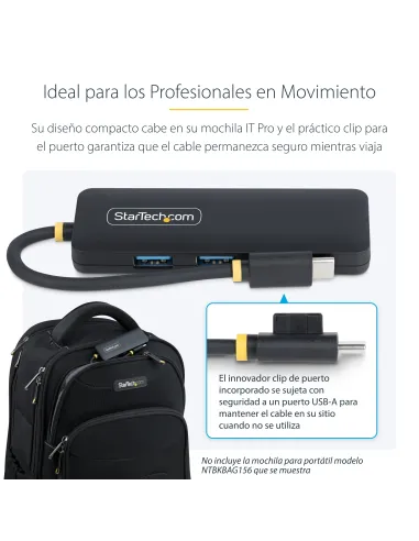 StarTech.com Hub USB-C de 4 Puertos - Ladrón USB Tipo C a 4 Puertos USB-A - Alimentado por el Bus - USB 3.0 de 5Gbps - Hub