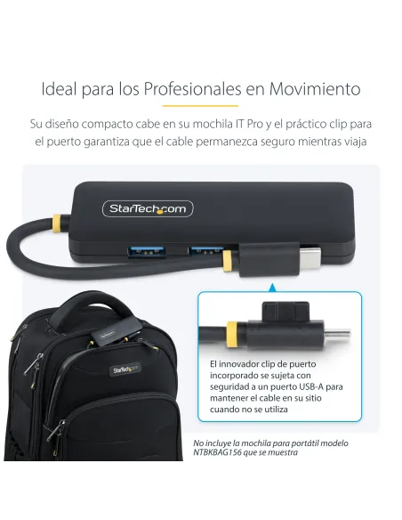 StarTech.com Hub USB-C de 4 Puertos - Ladrón USB Tipo C a 4 Puertos USB-A - Alimentado por el Bus - USB 3.0 de 5Gbps - Hub