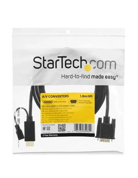 StarTech.com Cable de 1,8m Conversor Activo HDMI a VGA - Adaptador 1920x1200 1080p