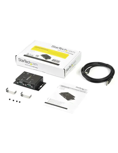 StarTech.com Concentrador Hub Industrial de 2 Puertos Serie Serial RS232 a USB Montaje Riel DIN Pared