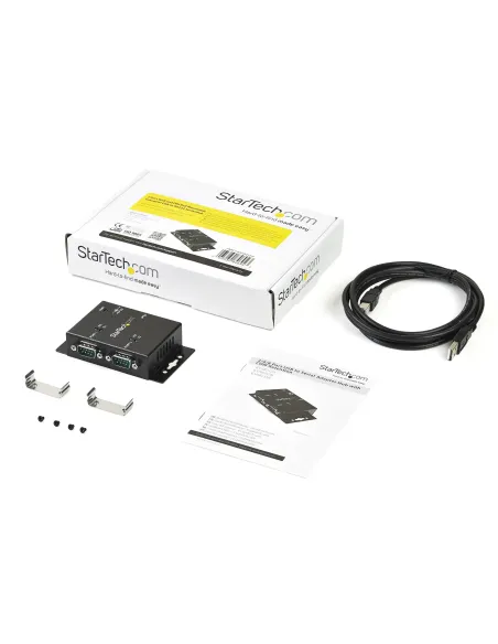 StarTech.com Concentrador Hub Industrial de 2 Puertos Serie Serial RS232 a USB Montaje Riel DIN Pared
