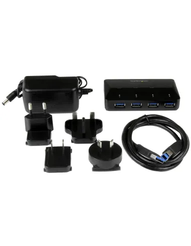 StarTech.com Concentrador USB 3.0 de 4 Puertos - 5Gbps - Ladrón con Puertos de Carga y Sincronización - Hub con 1 Puerto de 2,4A