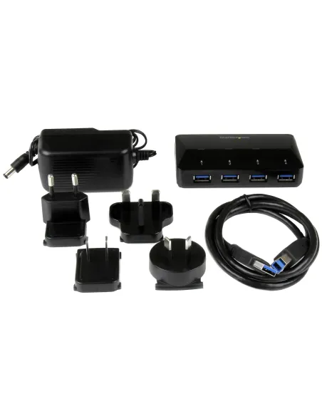 StarTech.com Concentrador USB 3.0 de 4 Puertos - 5Gbps - Ladrón con Puertos de Carga y Sincronización - Hub con 1 Puerto de 2,4A