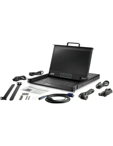 StarTech.com Consola KVM HD 1080p de Montaje en Rack de Servidores - Teclado QWERTY - KVM de 1 Puerto VGA con Monitor LCD de