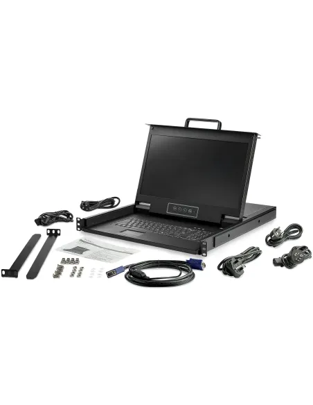 StarTech.com Consola KVM HD 1080p de Montaje en Rack de Servidores - Teclado QWERTY - KVM de 1 Puerto VGA con Monitor LCD de