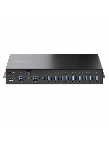 StarTech.com Hub Ladrón Industrial de Metal USB 3.0 5Gbps de 16 Puertos - de Montaje - Alimentación por Bloque de Terminales -