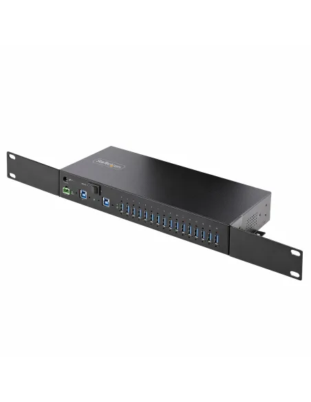 StarTech.com Hub Ladrón Industrial de Metal USB 3.0 5Gbps de 16 Puertos - de Montaje - Alimentación por Bloque de Terminales -
