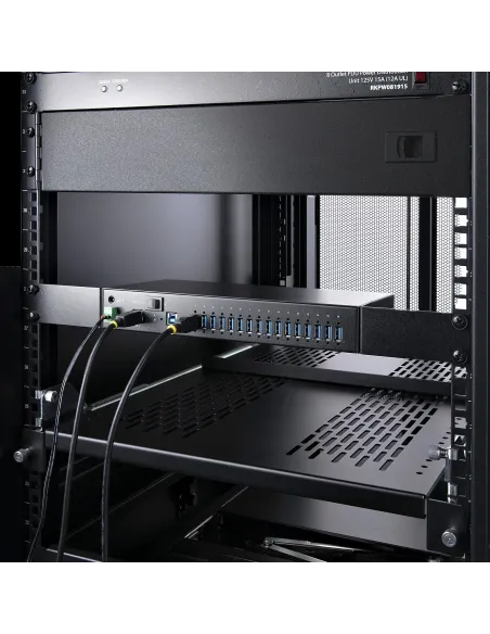 StarTech.com Hub Ladrón Industrial de Metal USB 3.0 5Gbps de 16 Puertos - de Montaje - Alimentación por Bloque de Terminales -