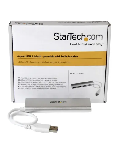 StarTech.com Hub Ladrón USB 3.0 de 4 Puertos - Hub Concentrador USB-A - Alimentado por el Bus - 5Gbps - Hub USB Portátil -
