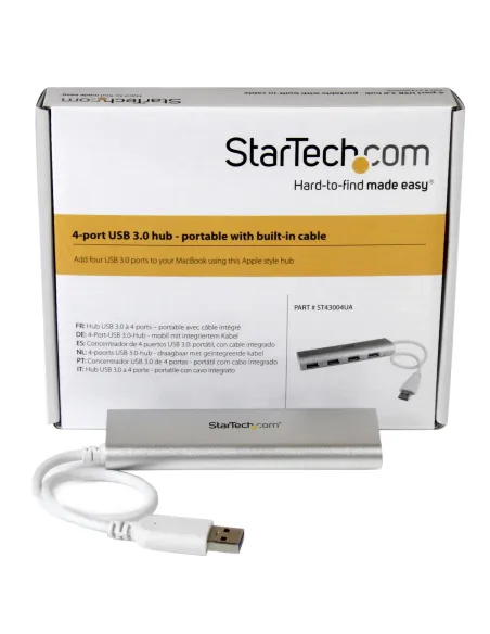 StarTech.com Hub Ladrón USB 3.0 de 4 Puertos - Hub Concentrador USB-A - Alimentado por el Bus - 5Gbps - Hub USB Portátil -