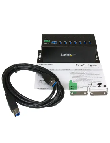 StarTech.com Hub Concentrador USB 3.0 de 7 Puertos - 5Gbps - Ladrón USB Industrial de Metal con Protección ESD y Protección de