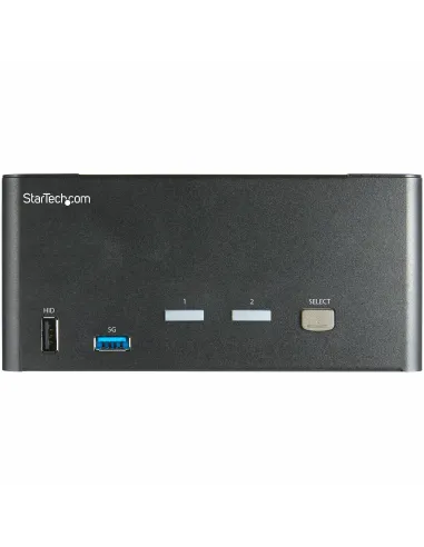 StarTech.com Switch Conmutador KVM de 2 Puertos DisplayPort 4K para 3 Monitores - Vídeo de 4K y 60Hz Ultra HD - HDR - Hub