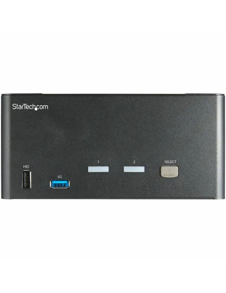 StarTech.com Switch Conmutador KVM de 2 Puertos DisplayPort 4K para 3 Monitores - Vídeo de 4K y 60Hz Ultra HD - HDR - Hub