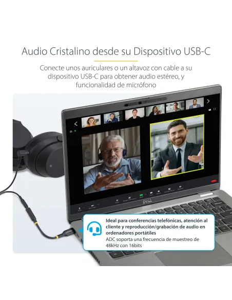 StarTech.com Adaptador de Audio USB-C a 3,5mm TRRS Minijack - Adaptador de Audio USB Tipo C para Auriculares con Micrófono -