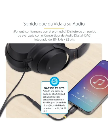 StarTech.com Adaptador de Audio USB-C a 3,5mm TRRS Minijack - Adaptador de Audio USB Tipo C para Auriculares con Micrófono -
