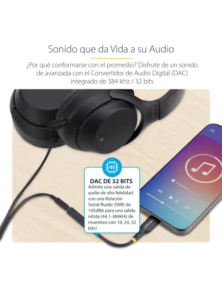StarTech.com Adaptador de Audio USB-C a 3,5mm TRRS Minijack - Adaptador de Audio USB Tipo C para Auriculares con Micrófono -