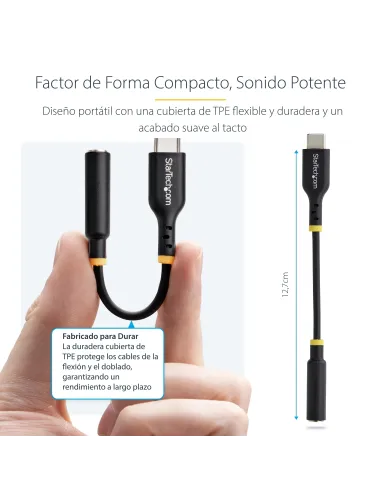 StarTech.com Adaptador de Audio USB-C a 3,5mm TRRS Minijack - Adaptador de Audio USB Tipo C para Auriculares con Micrófono -