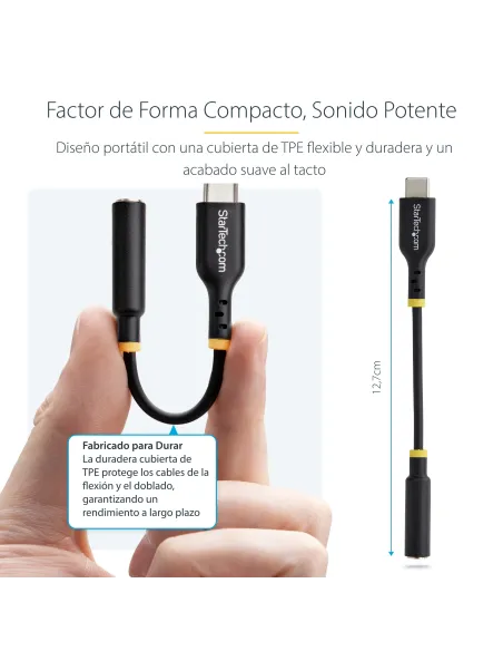 StarTech.com Adaptador de Audio USB-C a 3,5mm TRRS Minijack - Adaptador de Audio USB Tipo C para Auriculares con Micrófono -