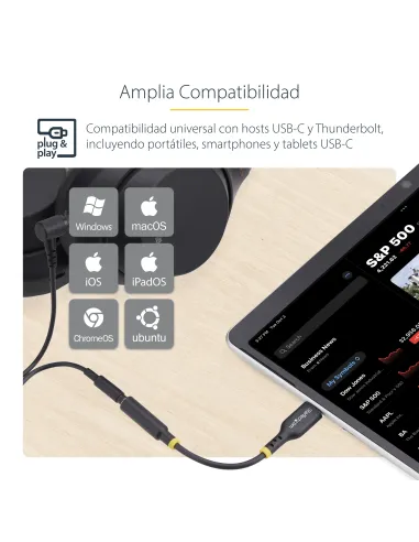 StarTech.com Adaptador de Audio USB-C a 3,5mm TRRS Minijack - Adaptador de Audio USB Tipo C para Auriculares con Micrófono -