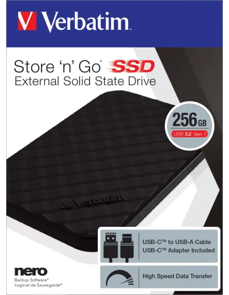 Verbatim SSD Store 'n' Go portátil USB 3.2 GEN 1 de 256 GB