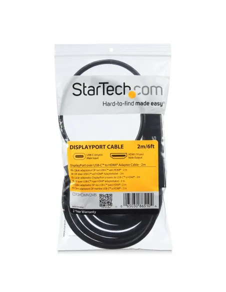 StarTech.com Cable Adaptador USB-C a HDMI de 2m - Cable Conversor de USB-C a HDMI para Ordenadores USB Tipo C 4K 30Hz - Negro