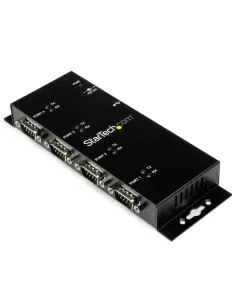 StarTech.com Concentrador Adaptador USB a Serie RS232 DB9 4 Puertos – Riel DIN Industrial y Montaje en Pared