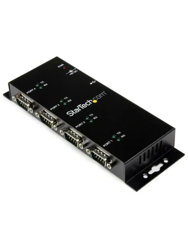 StarTech.com Concentrador Adaptador USB a Serie RS232 DB9 4 Puertos – Riel DIN Industrial y Montaje en Pared