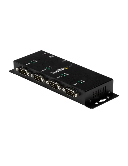 StarTech.com Concentrador Adaptador USB a Serie RS232 DB9 4 Puertos – Riel DIN Industrial y Montaje en Pared