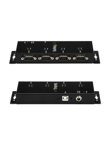 StarTech.com Concentrador Adaptador USB a Serie RS232 DB9 4 Puertos – Riel DIN Industrial y Montaje en Pared
