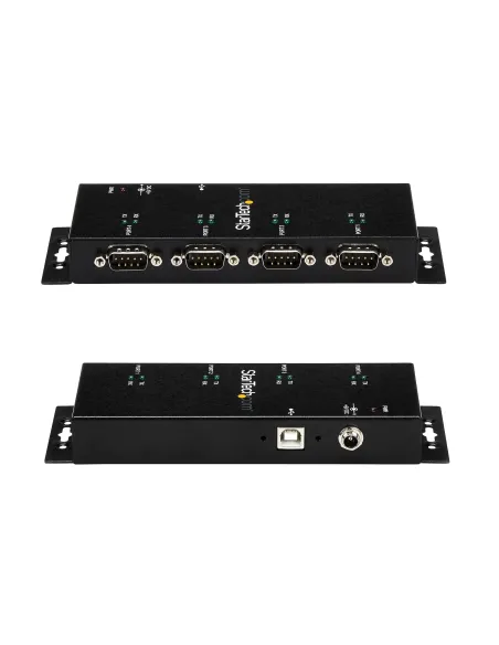StarTech.com Concentrador Adaptador USB a Serie RS232 DB9 4 Puertos – Riel DIN Industrial y Montaje en Pared