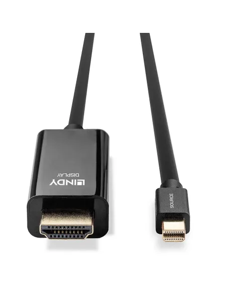 Lindy 36928 adaptador de cable de vídeo 3 m Mini DisplayPort HDMI tipo A (Estándar) Negro