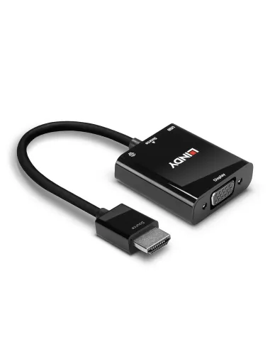 Lindy 38285 adaptador de cable de vídeo 0,1 m HDMI tipo A (Estándar) VGA (D-Sub) Negro