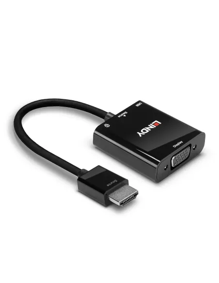 Lindy 38285 adaptador de cable de vídeo 0,1 m HDMI tipo A (Estándar) VGA (D-Sub) Negro