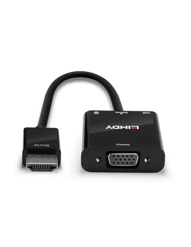 Lindy 38285 adaptador de cable de vídeo 0,1 m HDMI tipo A (Estándar) VGA (D-Sub) Negro