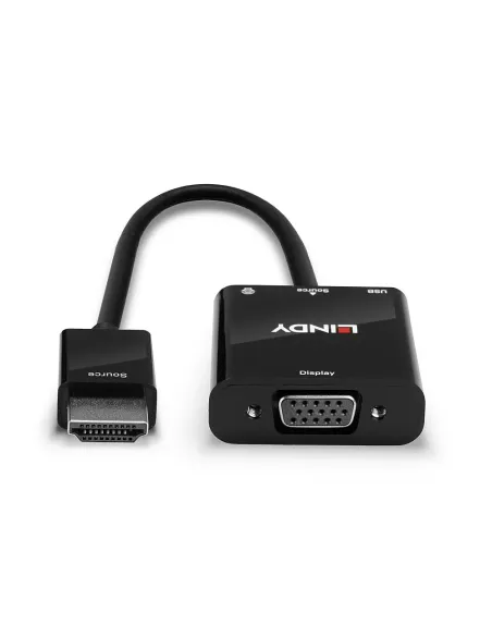 Lindy 38285 adaptador de cable de vídeo 0,1 m HDMI tipo A (Estándar) VGA (D-Sub) Negro