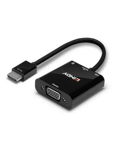 Lindy 38285 adaptador de cable de vídeo 0,1 m HDMI tipo A (Estándar) VGA (D-Sub) Negro