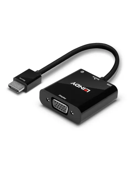 Lindy 38285 adaptador de cable de vídeo 0,1 m HDMI tipo A (Estándar) VGA (D-Sub) Negro