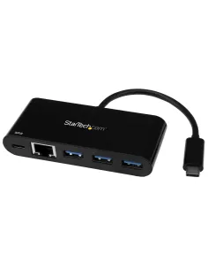 StarTech.com Hub Concentrador USB 3.0 USB-C de 3 Puertos con Ethernet Gigabit y Entrega de Alimentación de 60W con Puerto