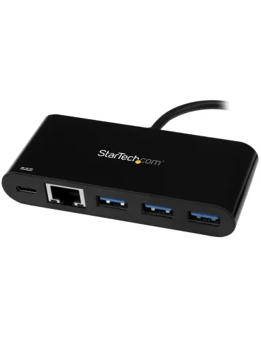 StarTech.com Hub Concentrador USB 3.0 USB-C de 3 Puertos con Ethernet Gigabit y Entrega de Alimentación de 60W con Puerto